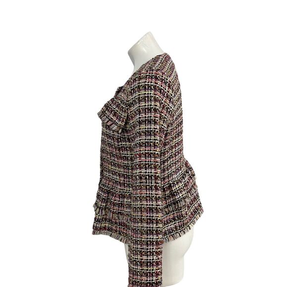 Halogen Blazer Womens Size 8 Zip Jacket Office Casual Old Money Tweed Ruffle - Picture 15 of 16